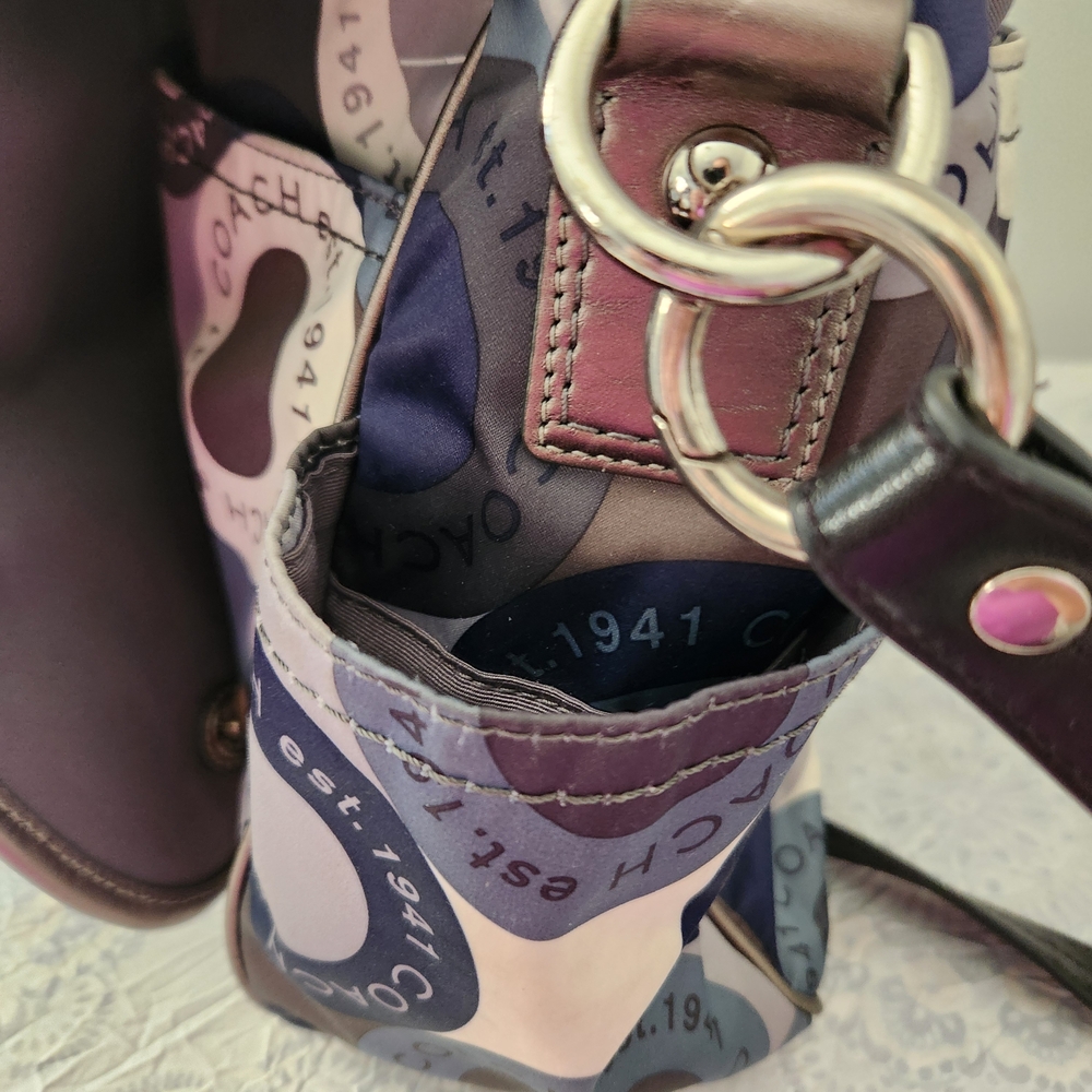 Coach Blue And Brown Circle Pattern Crossbody Bag - image 6